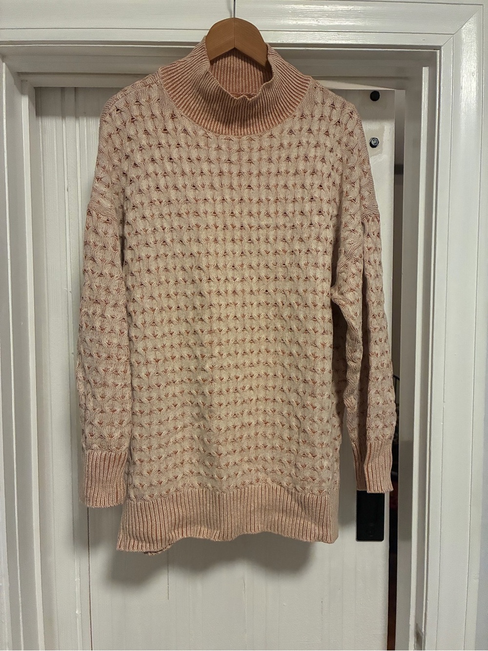 Knox Rose Blush Pink Textured Turtleneck Sweater